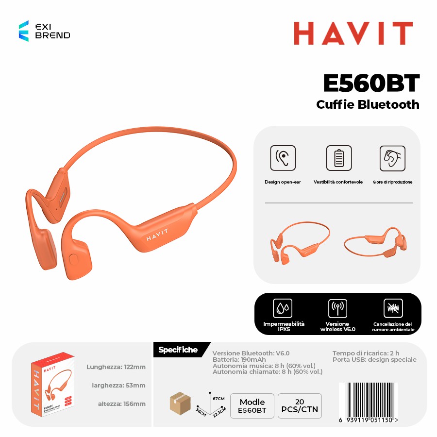 HAVIT E560BT-OG Auricolari Bluetooth