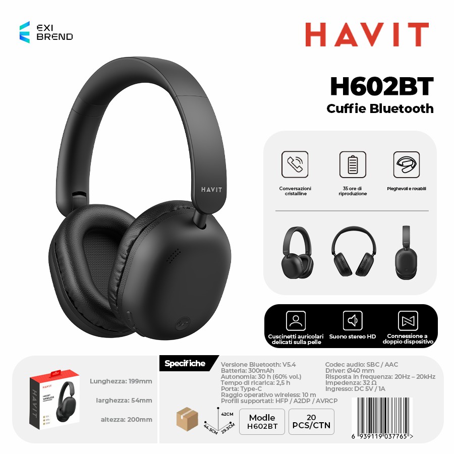 HAVIT H602BT Cuffie Bluetooth