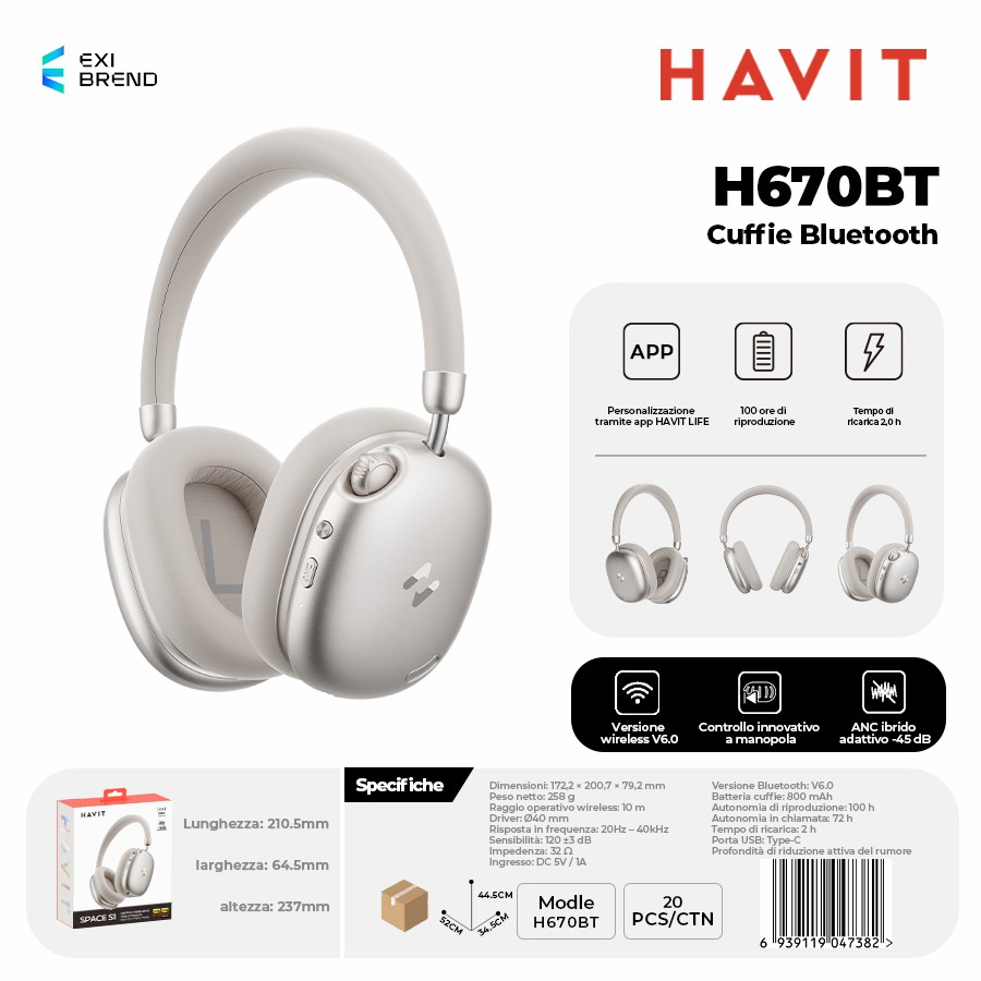 HAVIT H670BT-BE Cuffie Bluetooth