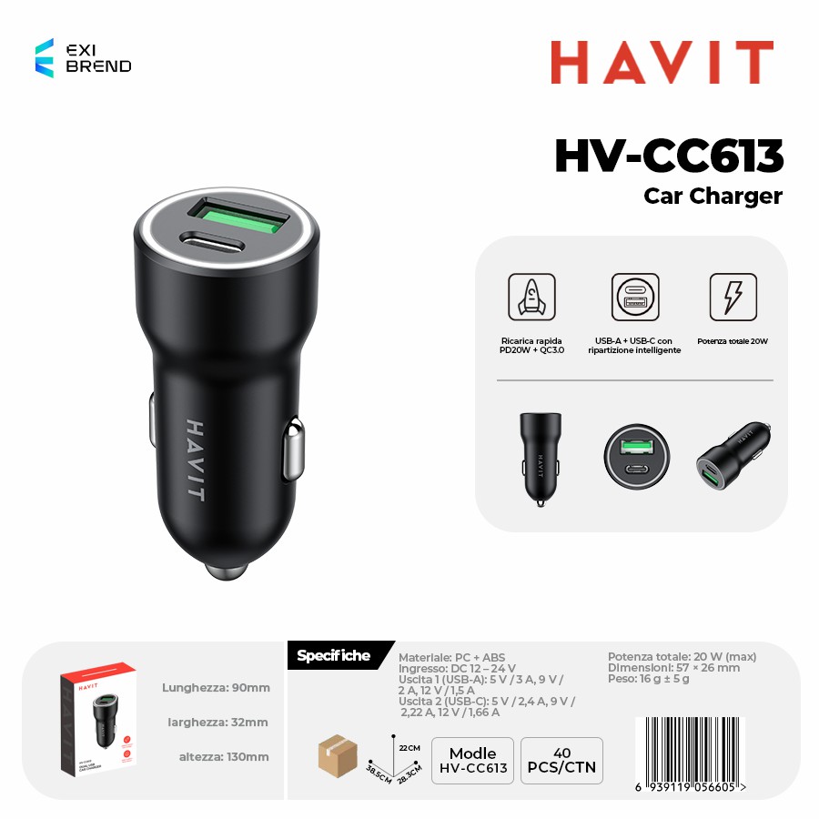 HAVIT HV-CC613 Caricatore Auto