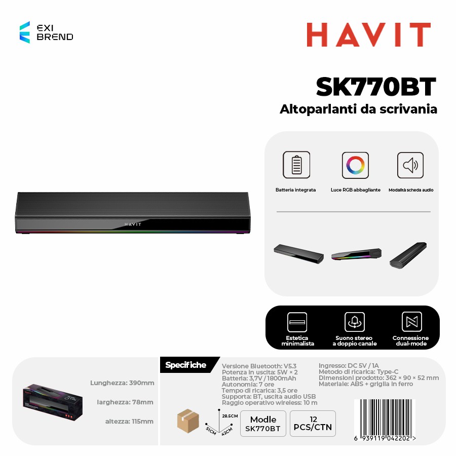 [SK770BT] HAVIT SK770BT Speaker da Tavolo