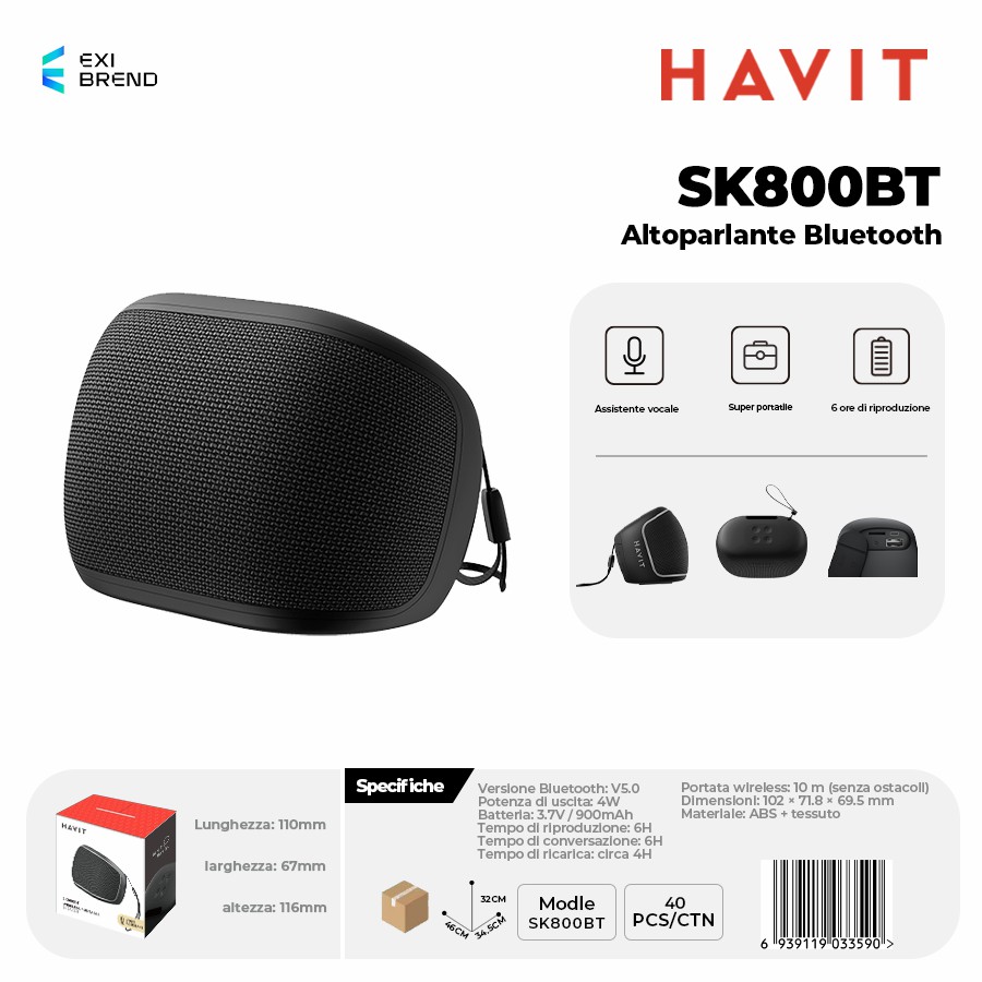 [SK800BT-BK] HAVIT SK800BT-BK Speaker Bluetooth