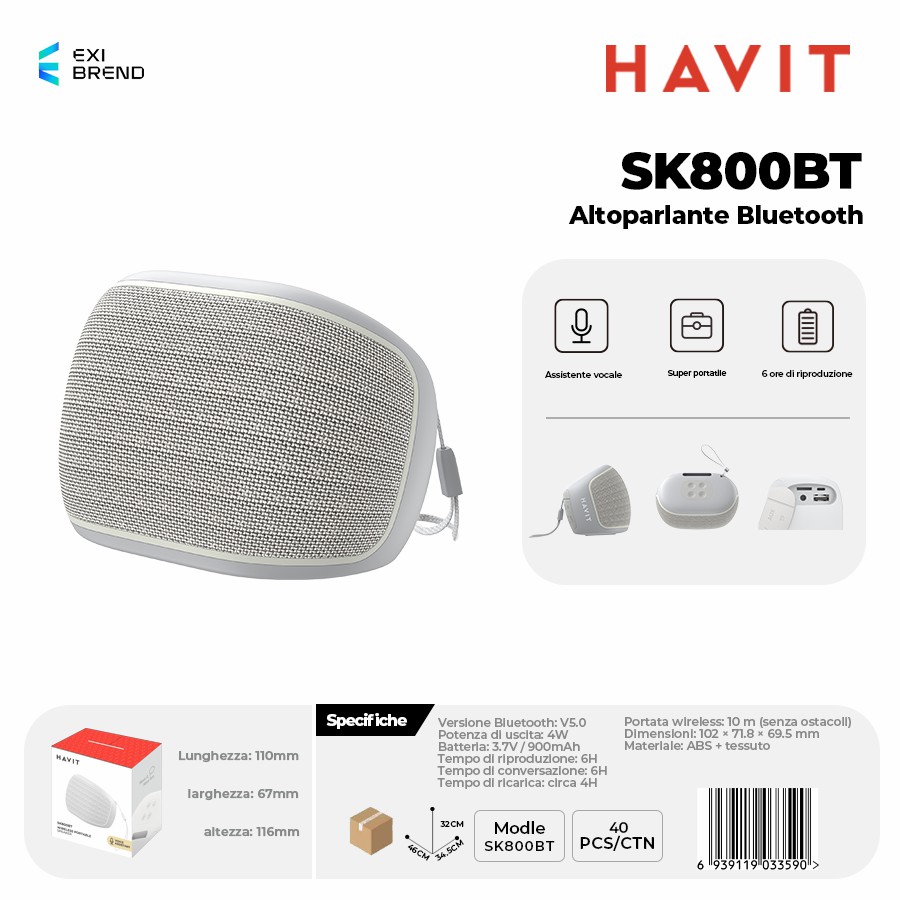 HAVIT SK800BT-GY Speaker Bluetooth