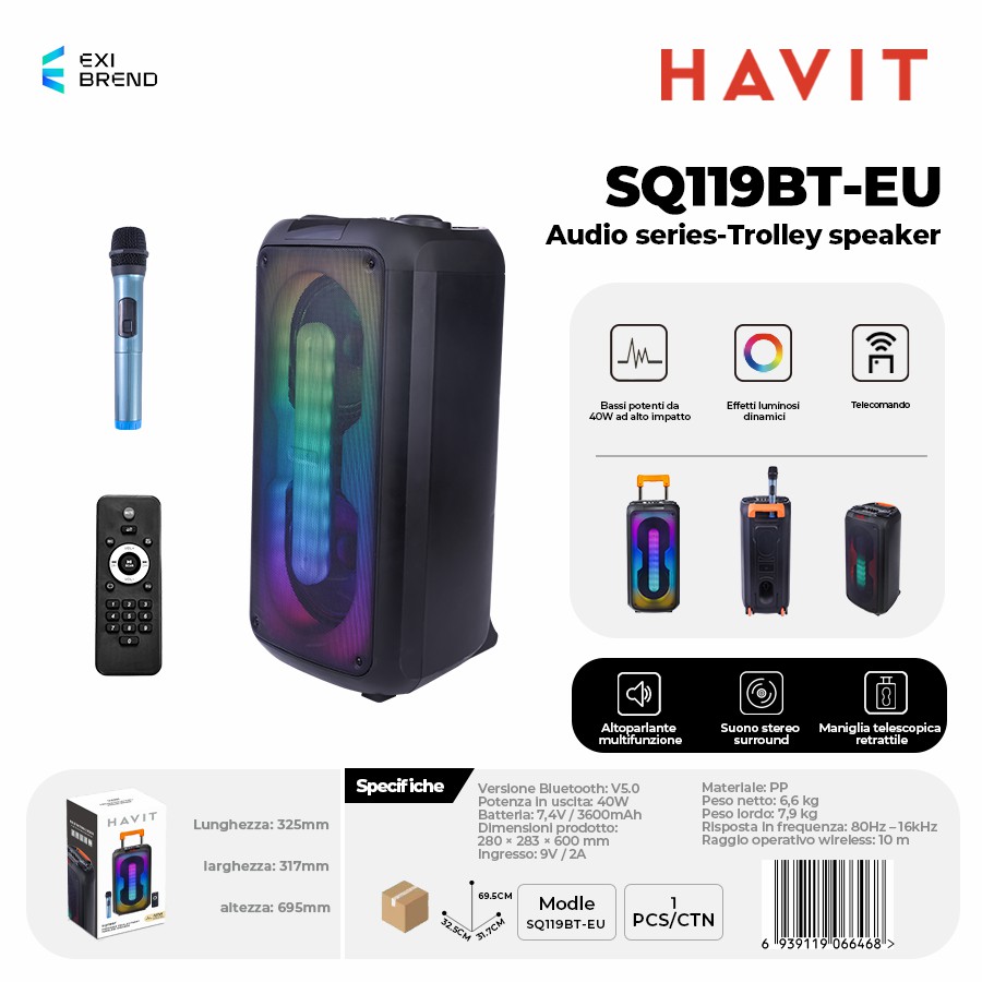 HAVIT SQ119BT-EU Speaker Trolley