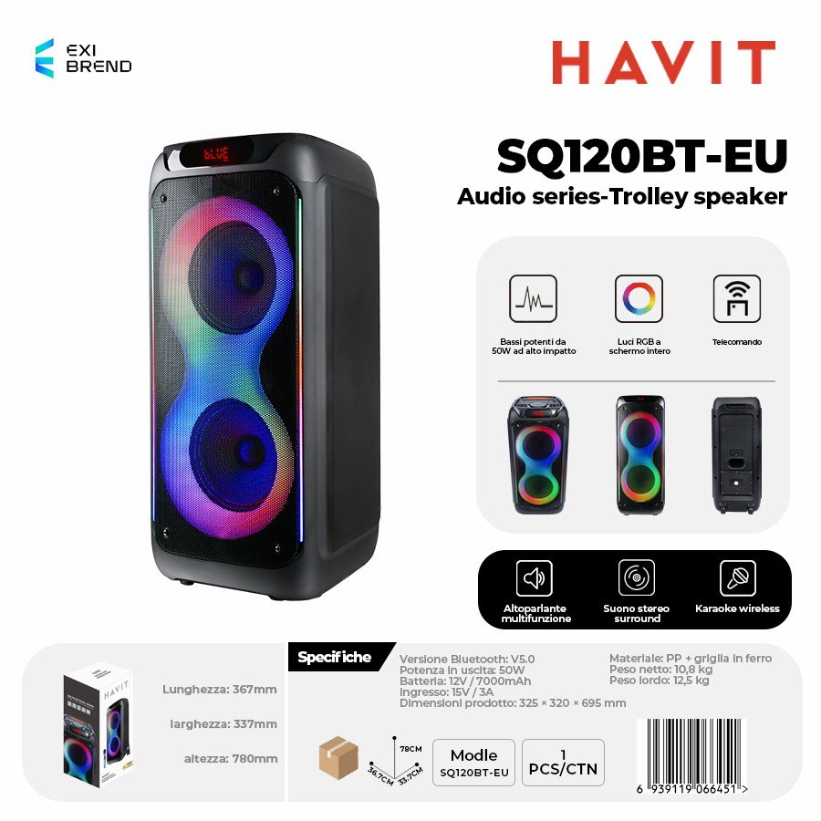 [SQ120BT-EU] HAVIT SQ120BT-EU Speaker Trolley