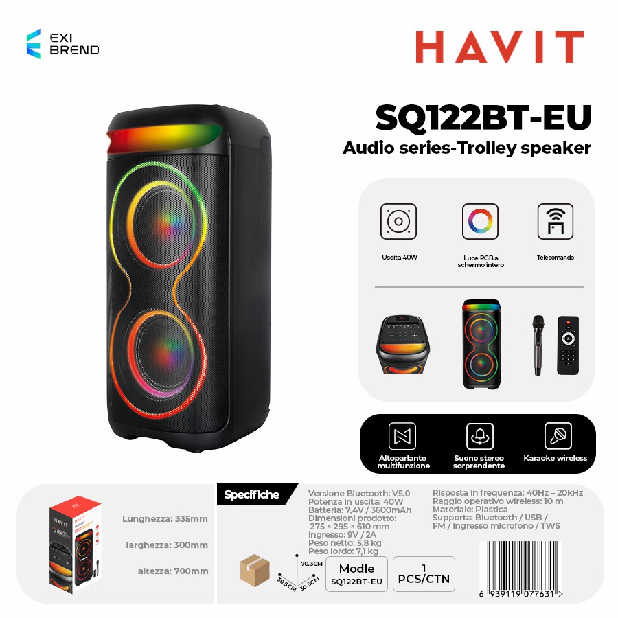 [SQ122BT-EU] HAVIT SQ122BT-EU Speaker Trolley