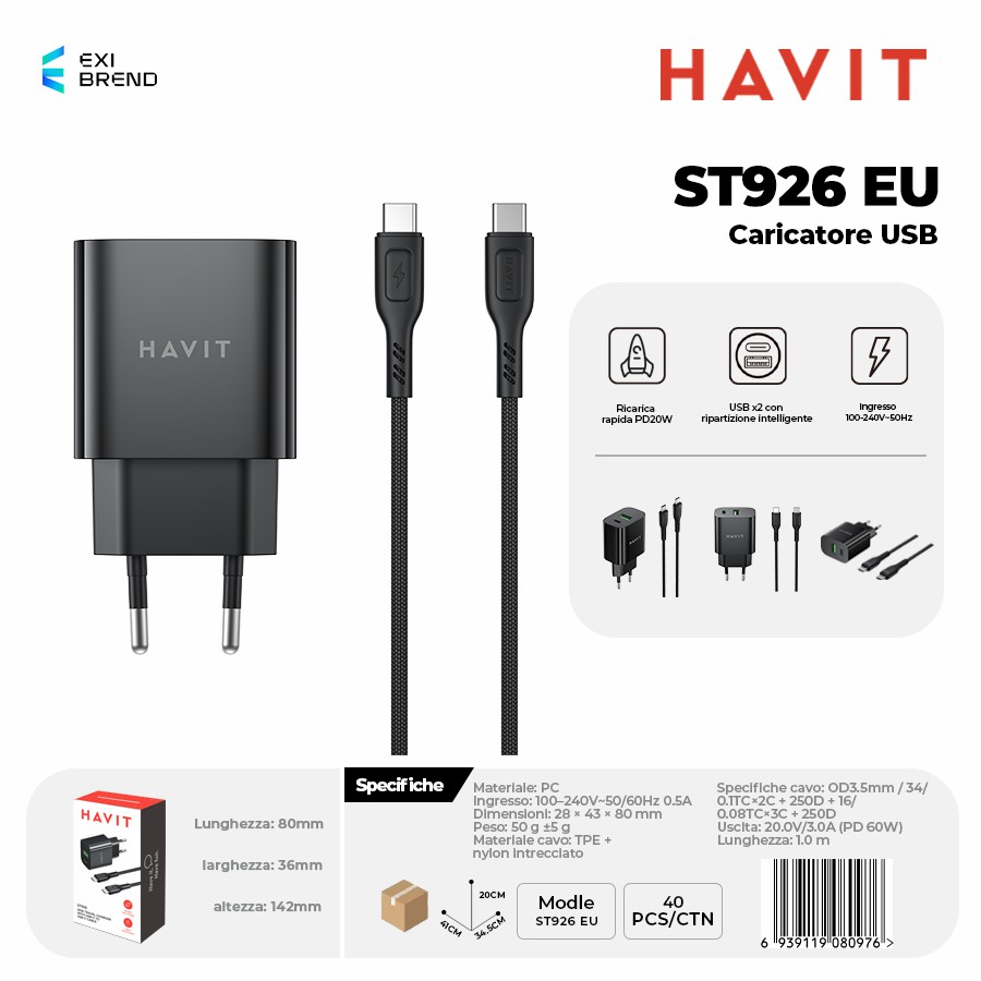 HAVIT ST926 EU Caricatore USB
