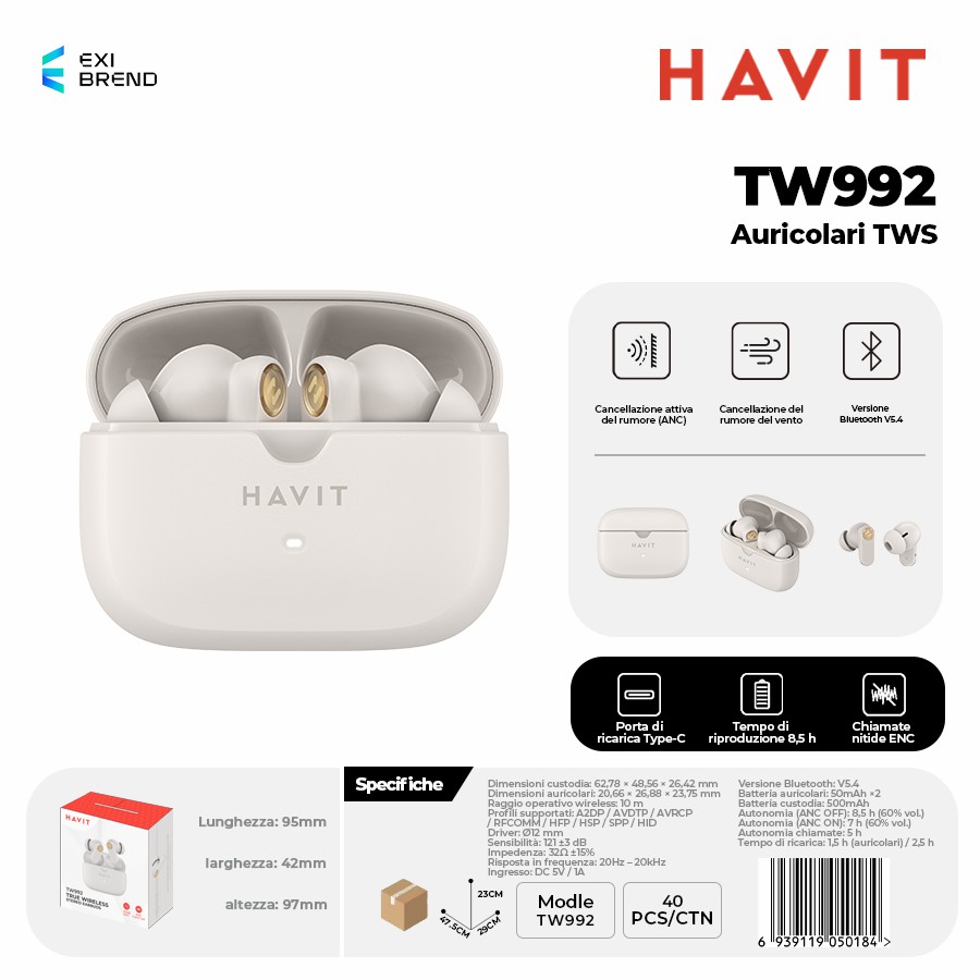 HAVIT TW992-BE Auricolari True Wireless