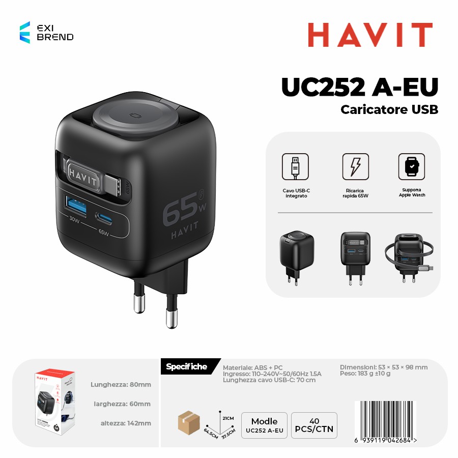 HAVIT UC252 A-EU Caricatore USB