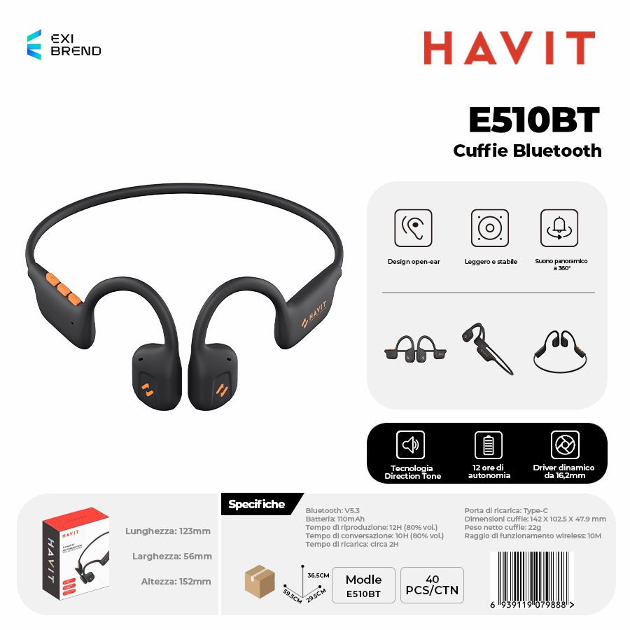 HAVIT E510BT Auricolari Bluetooth