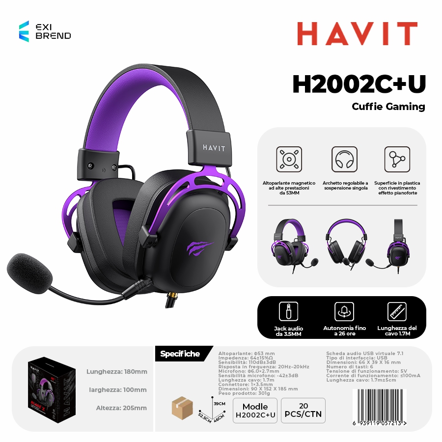 HAVIT H2002C+U Cuffie Gaming