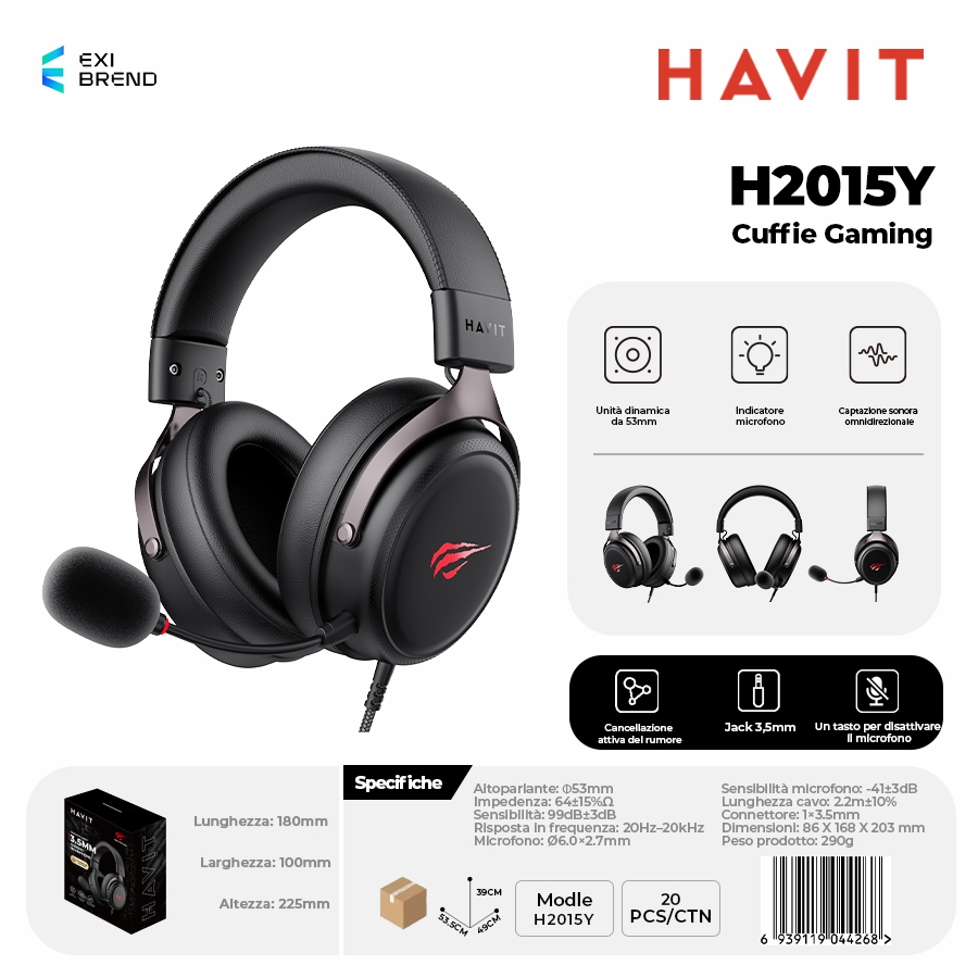 HAVIT H2015Y-BK Cuffie Gaming