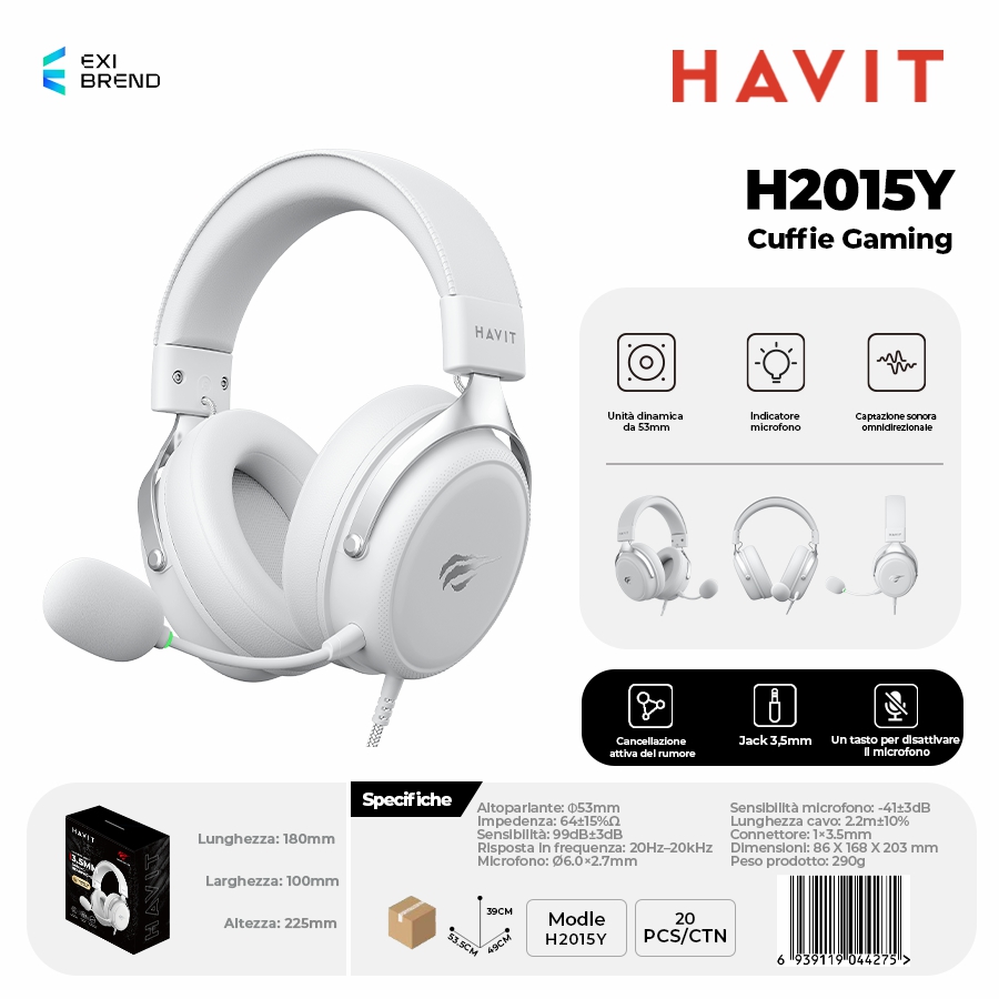 HAVIT H2015Y-GY Cuffie Gaming