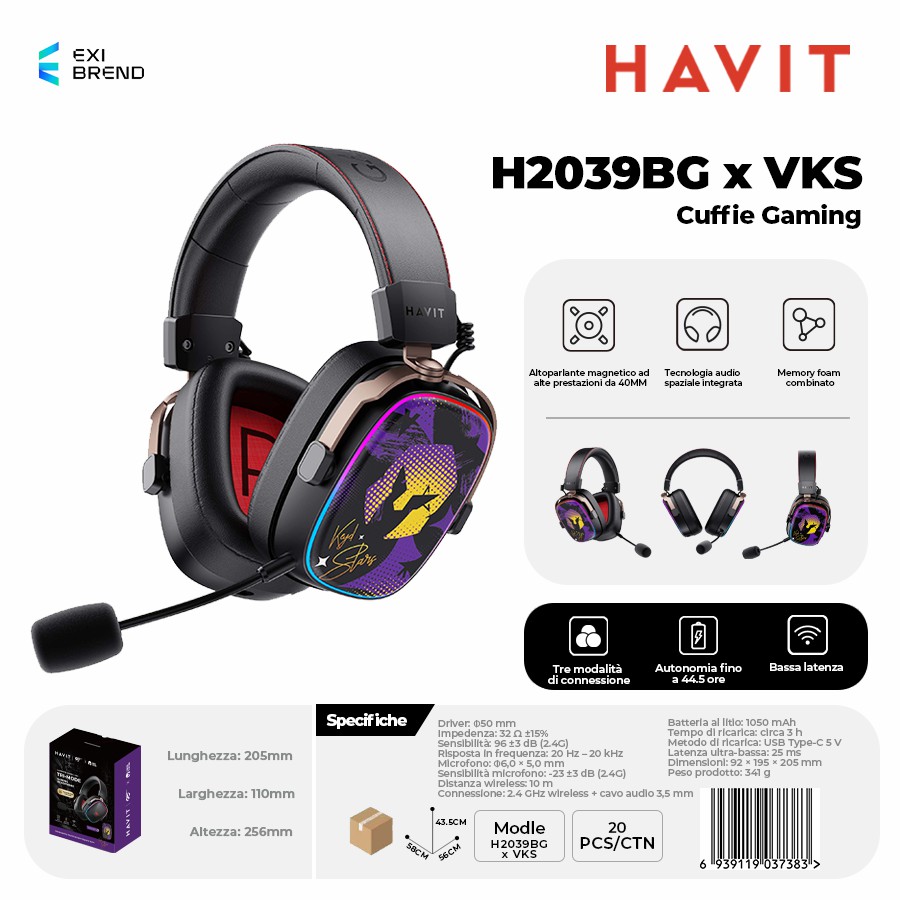 HAVIT H2039BG x VKS 2,4g Cuffie Gaming