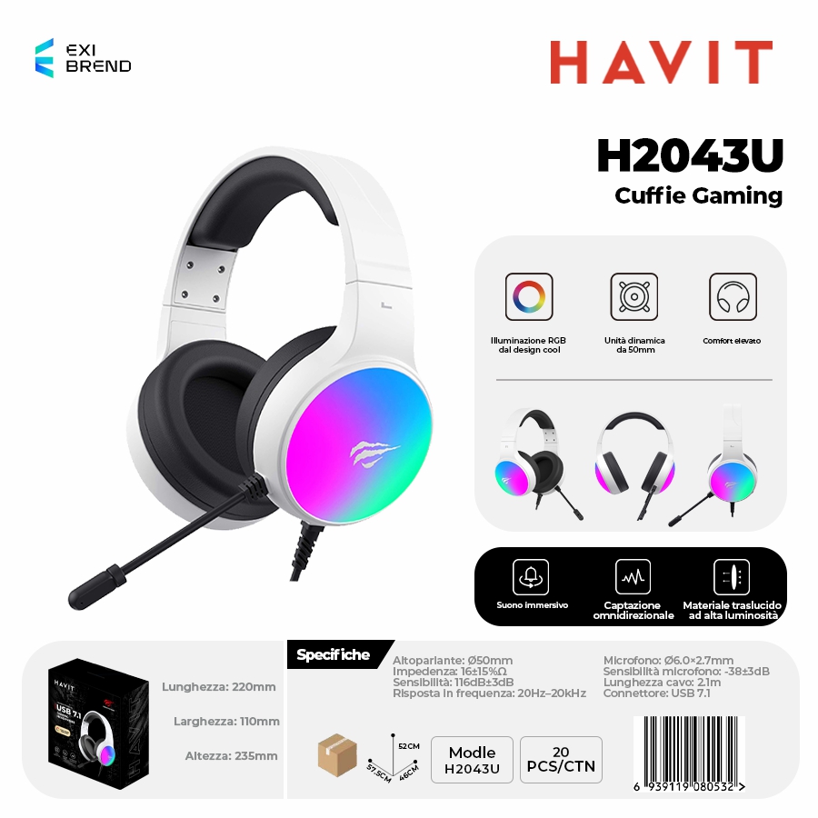 HAVIT H2043U Cuffie Gaming