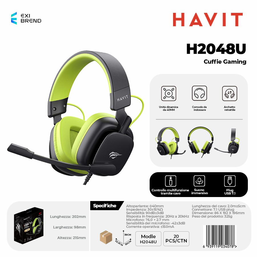 HAVIT H2048U Cuffie Gaming