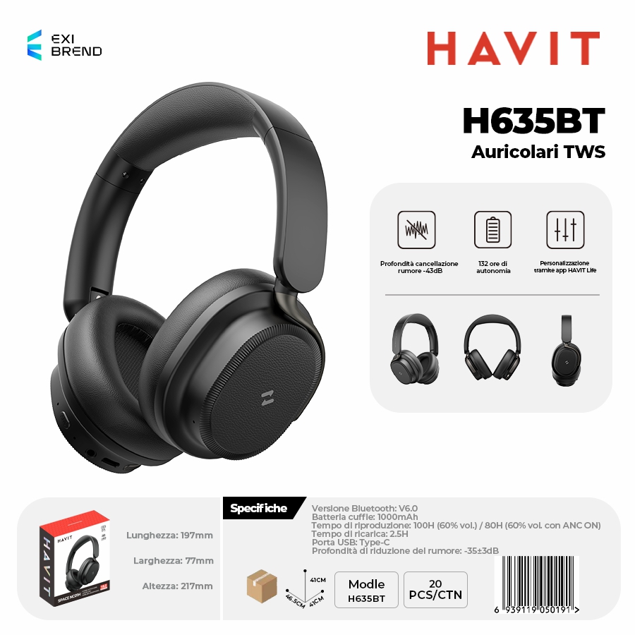 HAVIT H635BT-BK Cuffie Bluetooth