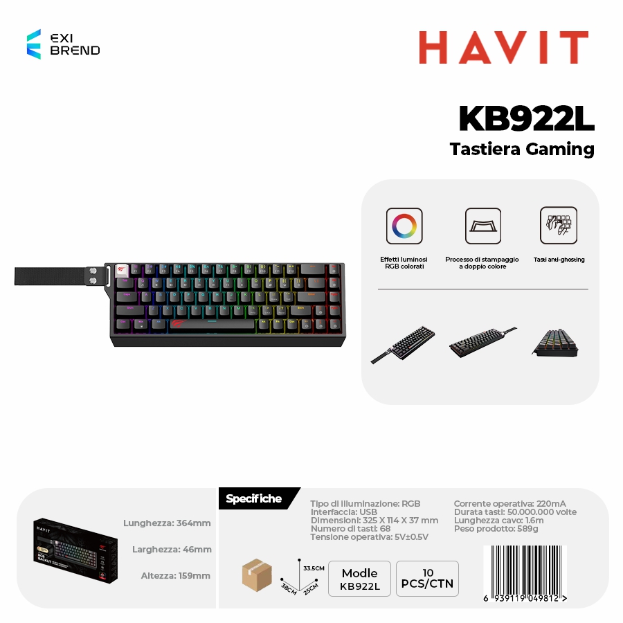 HAVIT KB922L Tastiera Gaming