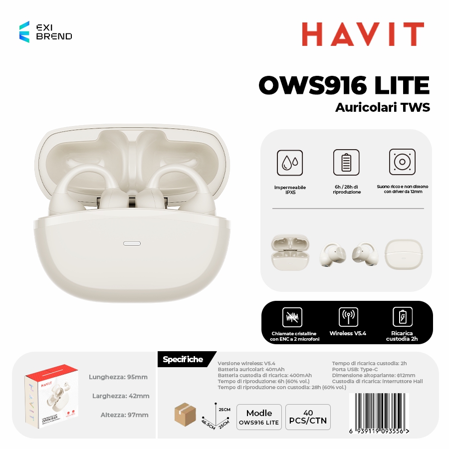 HAVIT OWS916 LITE-BE Auricolari Open-Ear