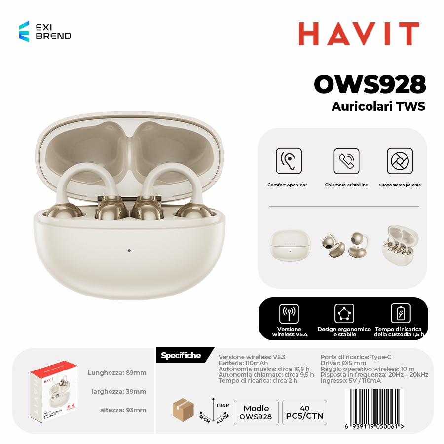 HAVIT OWS928-BE Auricolari Open-Ear