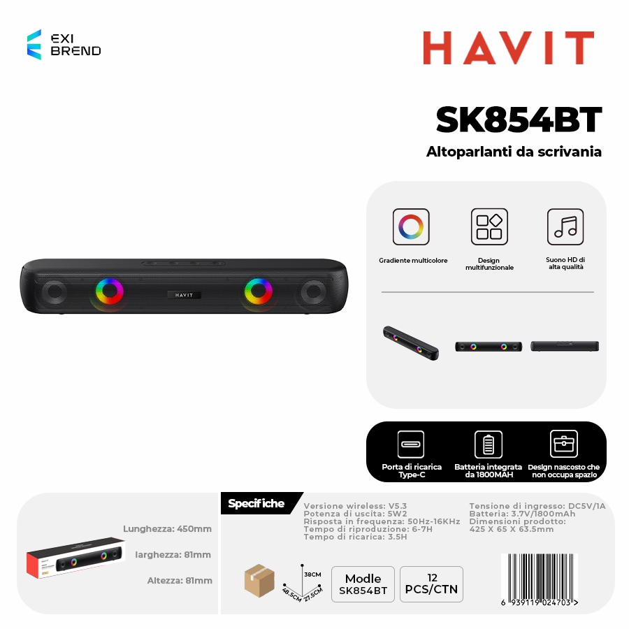 HAVIT SK854BT Speaker da Tavolo