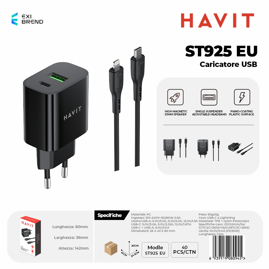 HAVIT ST925 EU Caricatore USB