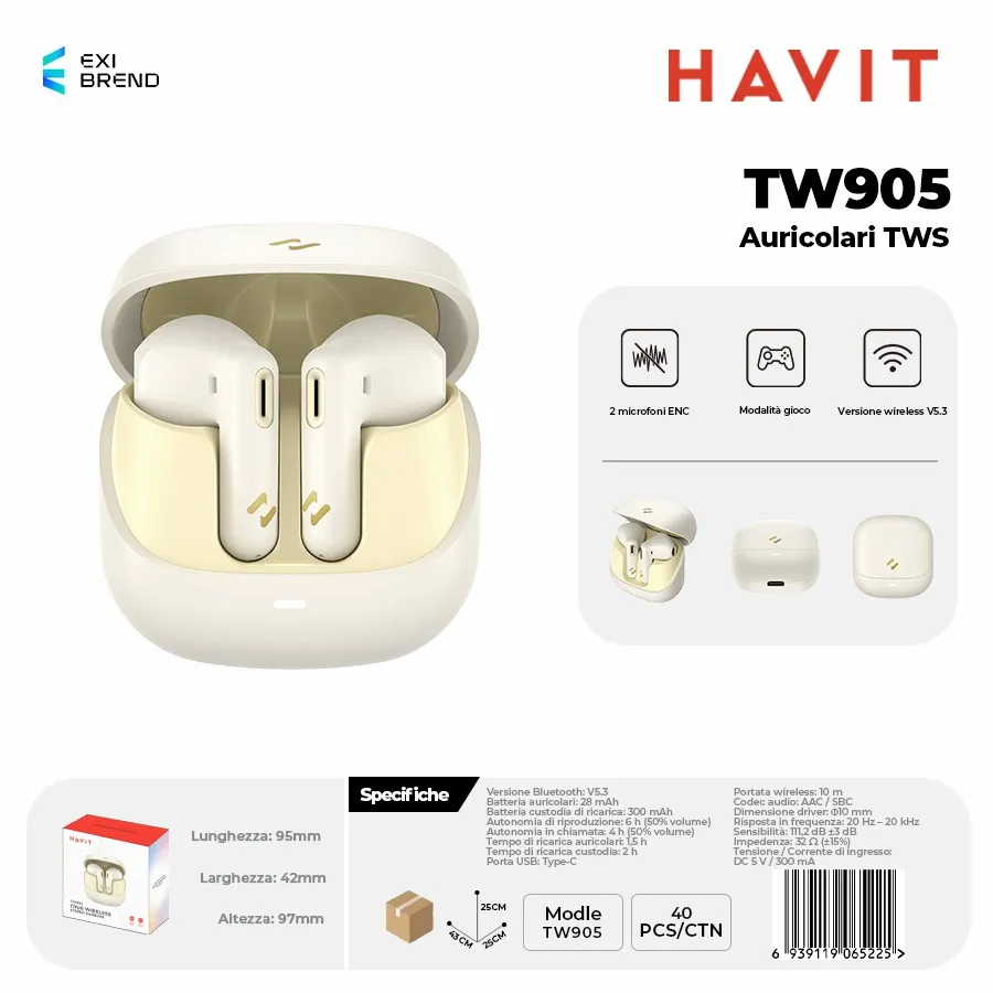 HAVIT TW905-BE Auricolari True Wireless