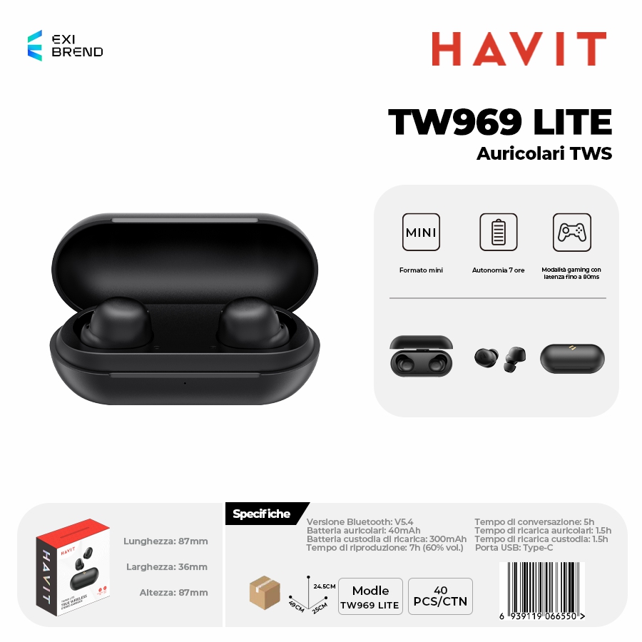 HAVIT TW969 LITE-BK Auricolari True Wireless