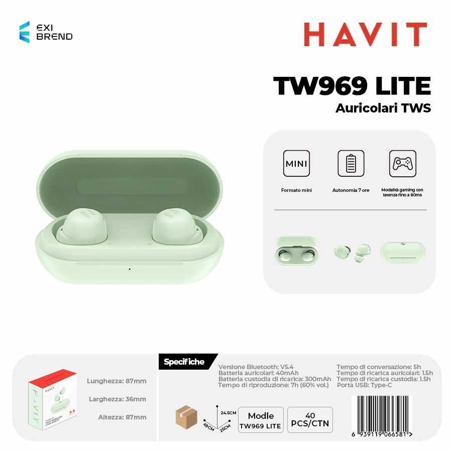 HAVIT TW969 LITE-GR Auricolari True Wireless