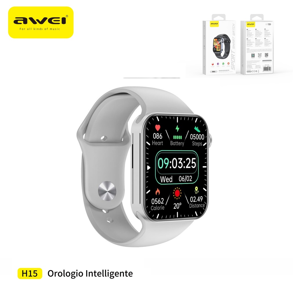 AWEI H15-SI Smartwatch Nero Impermeabile 100 + Modalità Sport