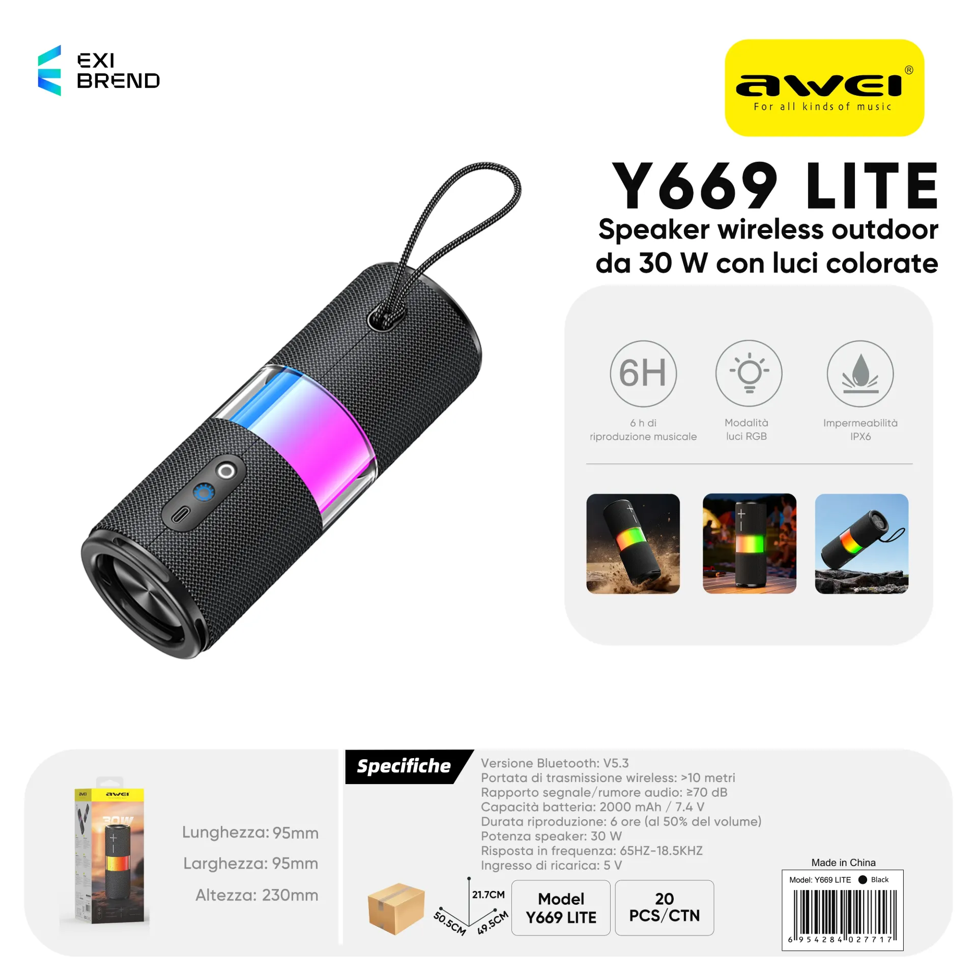 [Y669 Lite] AWEI Y669 Lite Stereo Portatile