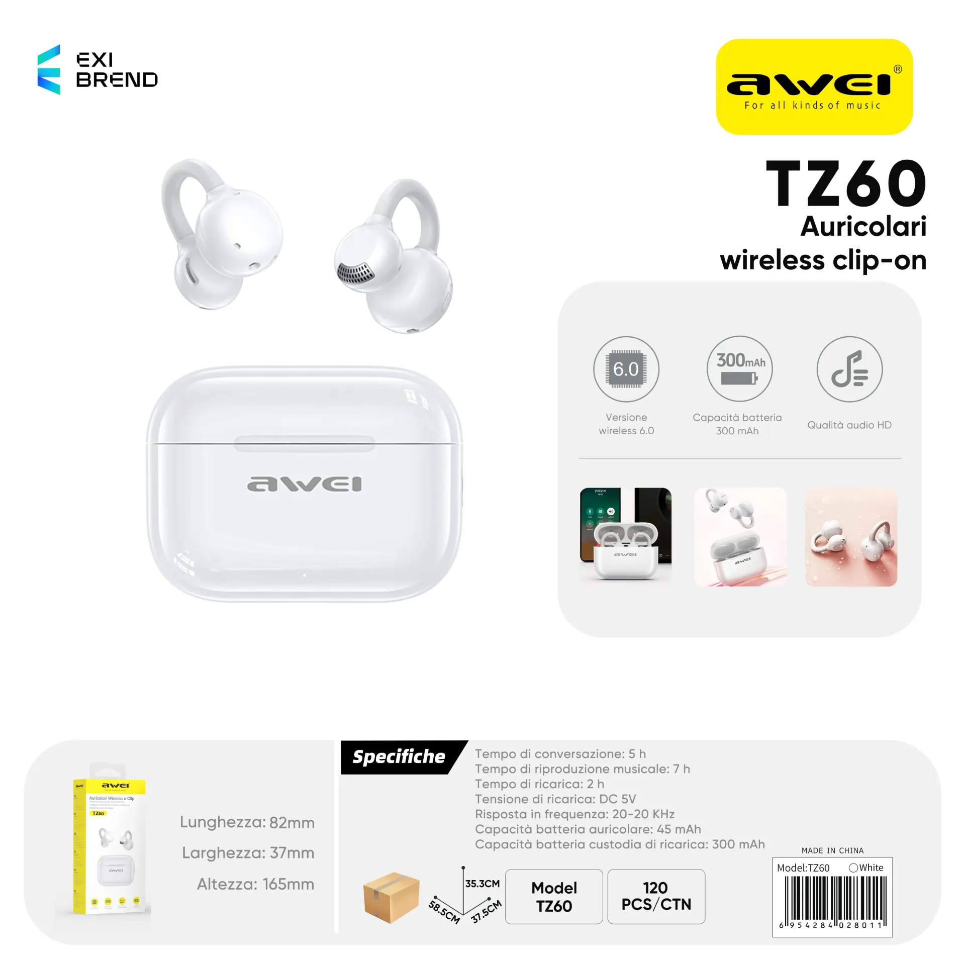 [TZ60] AWEI TZ60 Cuffie Wireless Open Ear