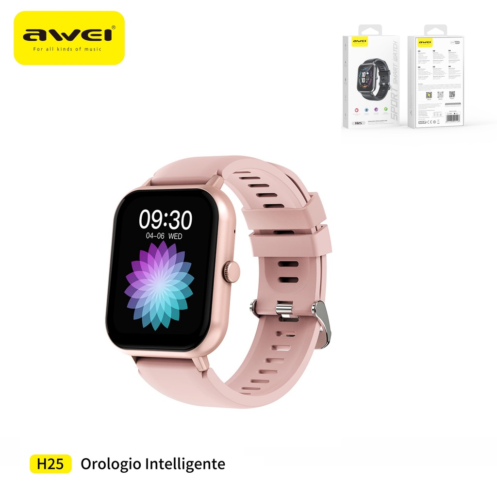 AWEI H25-PK Smartwatch Nero Impermeabile 100 + Modalità Sport
