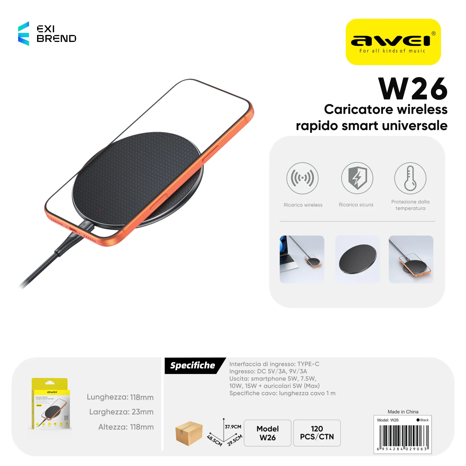 [W26] AWEI W26 Caricatore Wireless