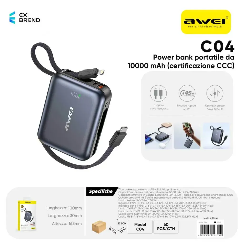 [C04-BK] AWEI C04-BK Power Bank