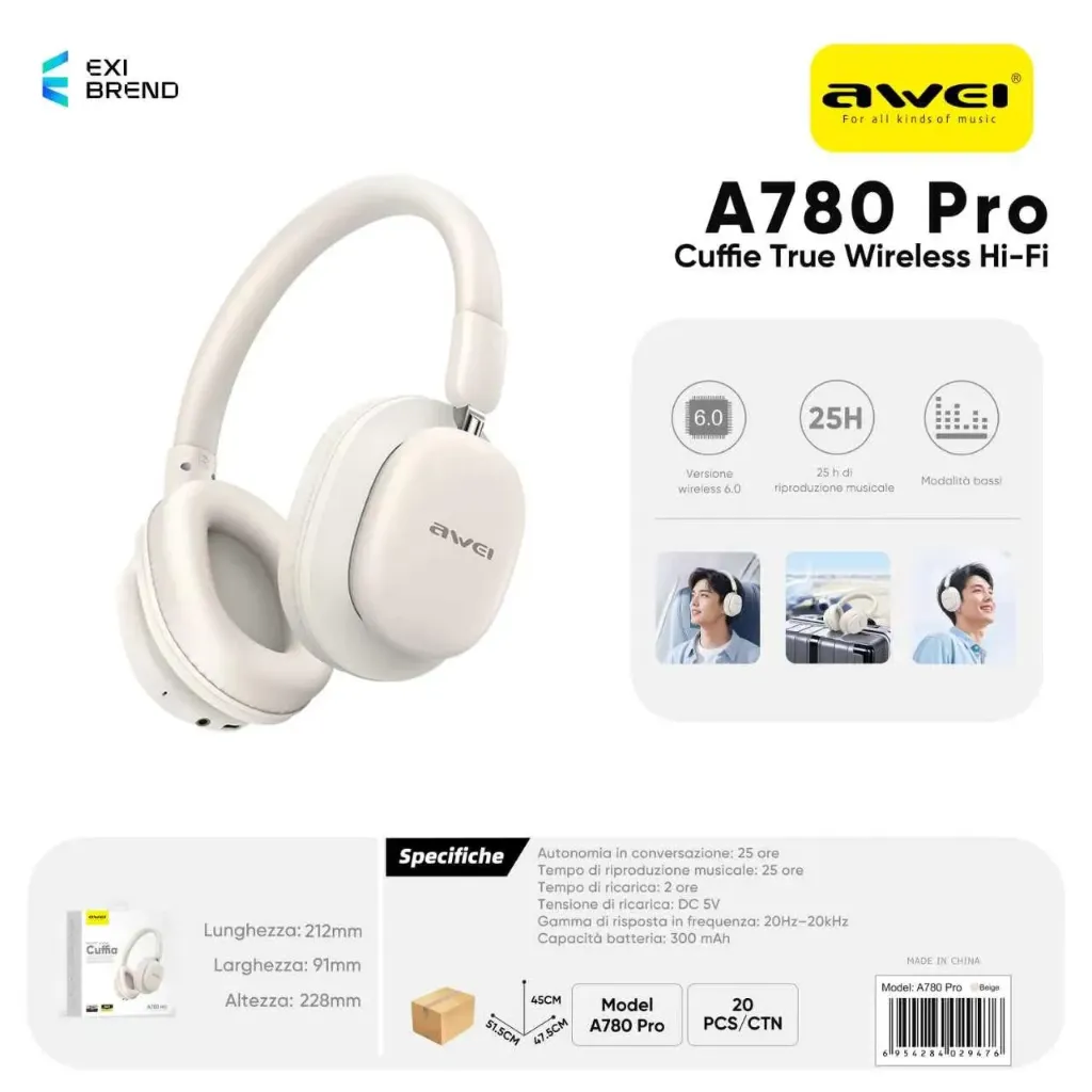 [A780PRO-BE] AWEI A780PRO-BE Cuffie