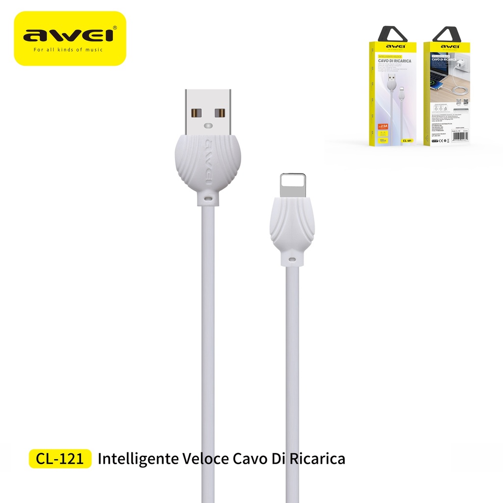 AWEI CL-121WH Cavo USB To Lightning 1 m 2,5A