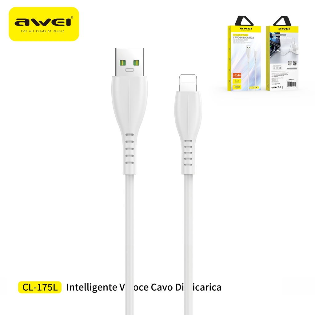 AWEI CL-175LWH Cavo USB To Lightning 1 m 2,4A