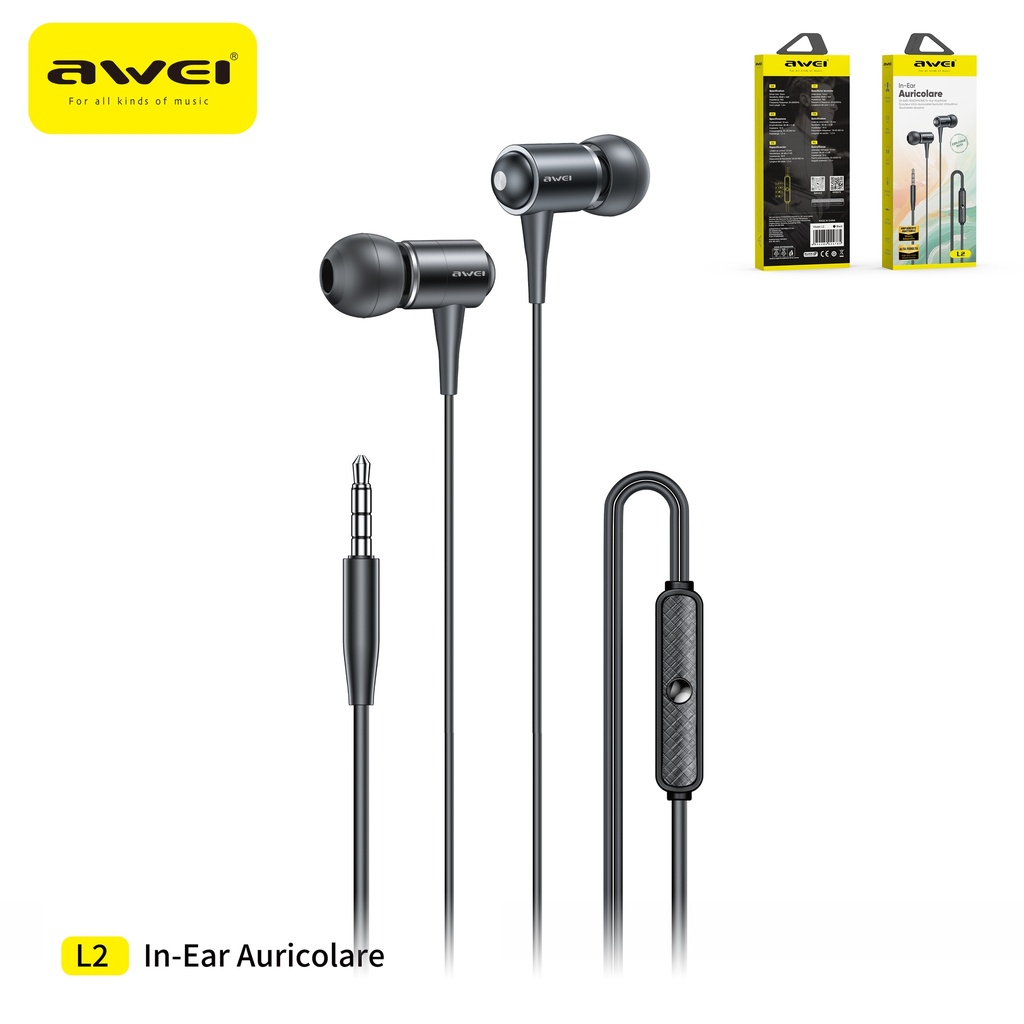 AWEI L2 Auricolari Nero con Comandi