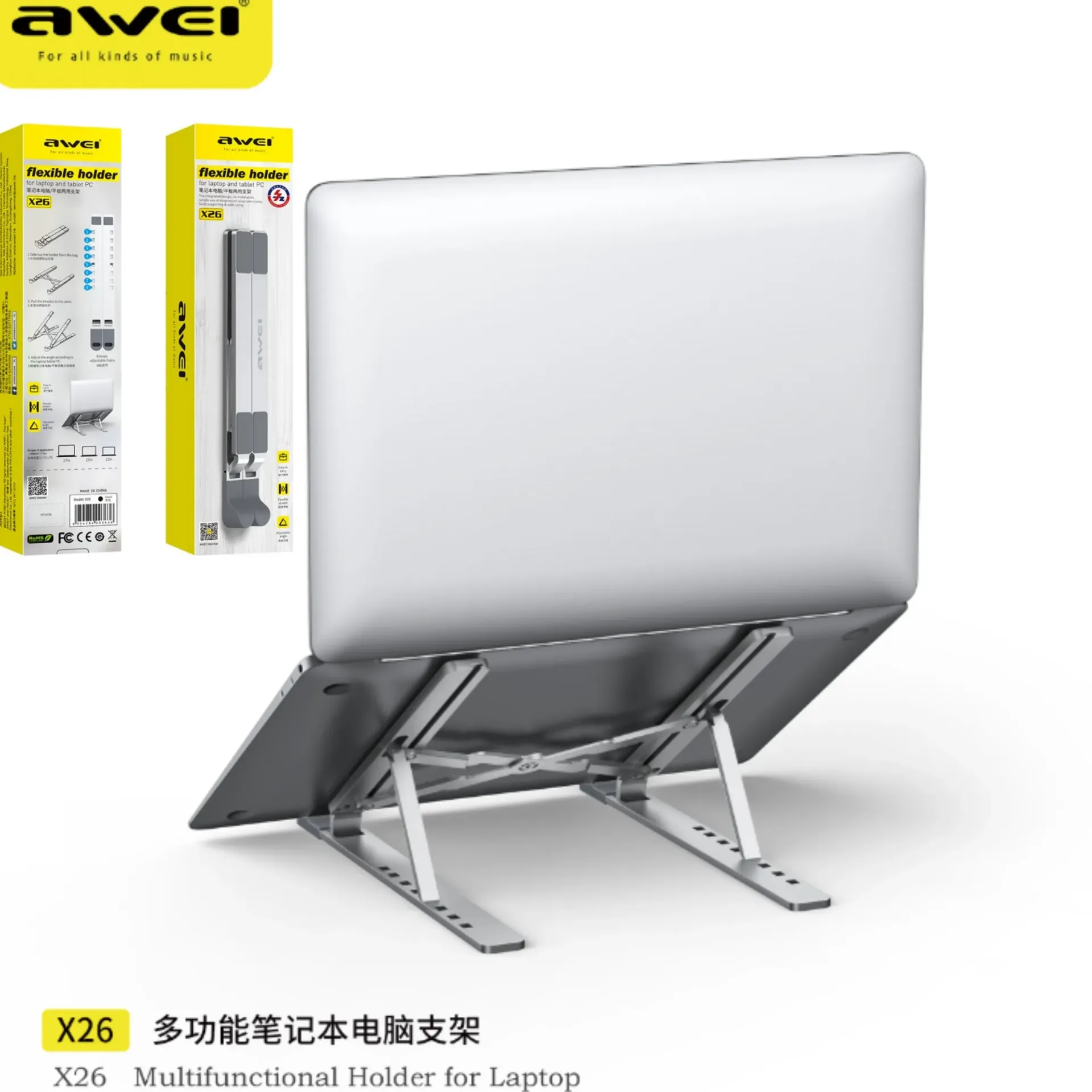 AWEI X26 Supporto Laptop Regolabile in Alluminio