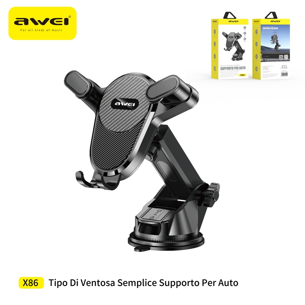 AWEI X86 Supporto Smartphone Auto con Gancio e Ventosa