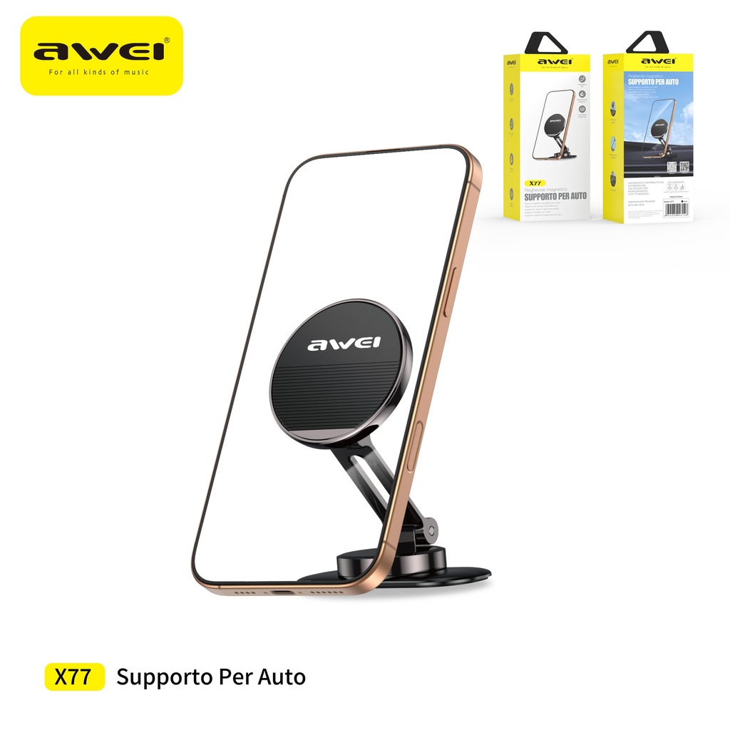 AWEI X77 Supporto Smartphone per Auto con Adesivo e Magnetico Pieghevole