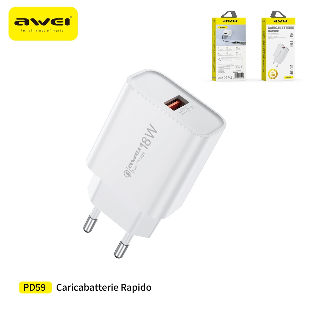 AWEI PD59-EU Adattatore con Ricarica Rapida 18W