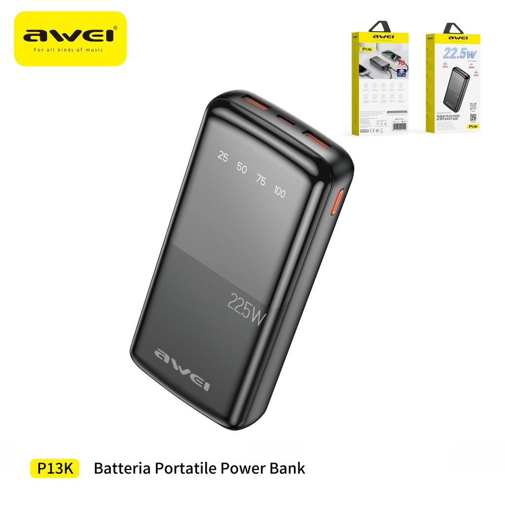AWEI P13K Power Bank 20000 mAh Multi Uscita Ports