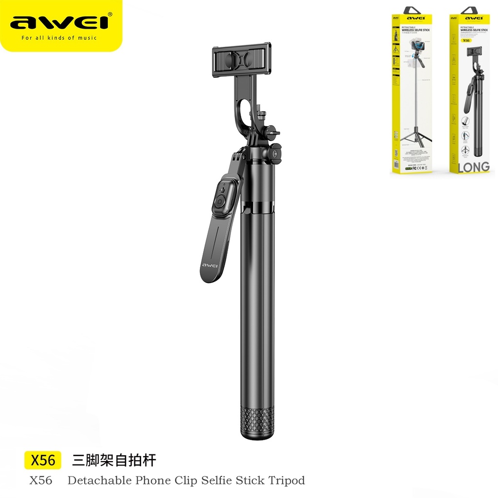 AWEI X56 Selfie Stick con Funzione Treppiede x Telefono con Bluetooth