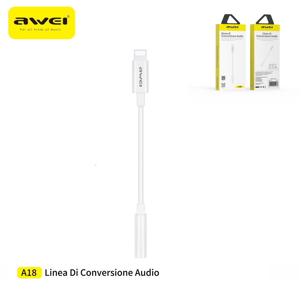 [A18] AWEI A18 Cavo Conversione Lightning To 3,5 mm AUX