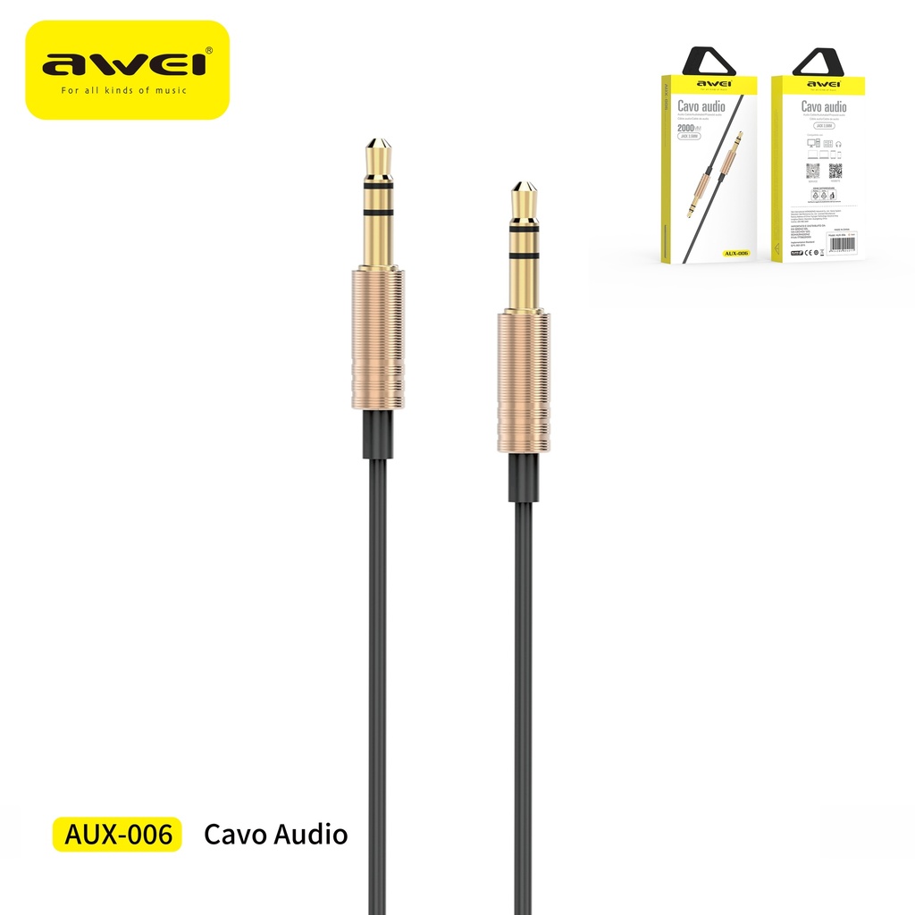AWEI AUX-006-2 Cavo AUX To AUX Nero 2 m