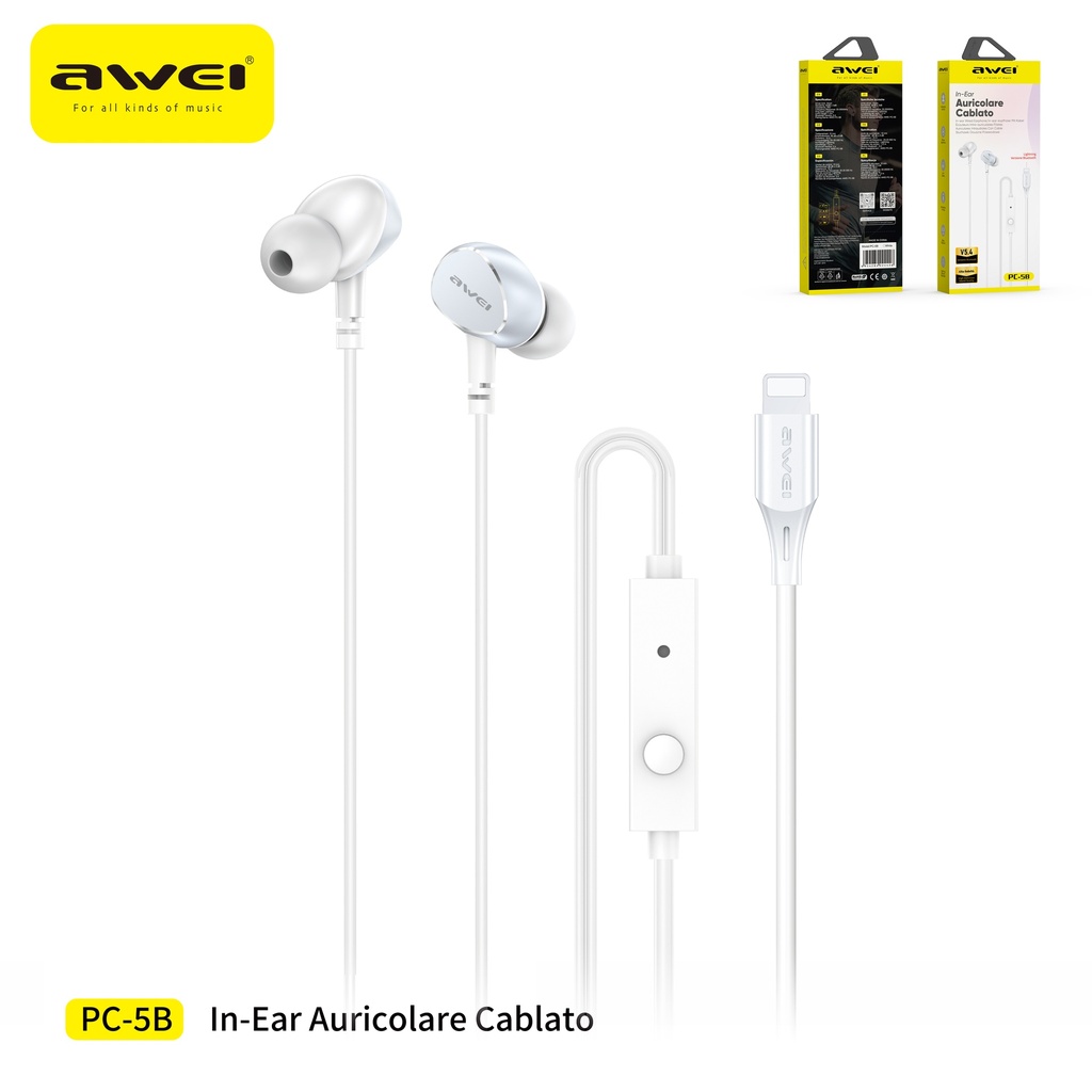 AWEI PC-5B Auricolari Cablati Lightning(bluetooth)