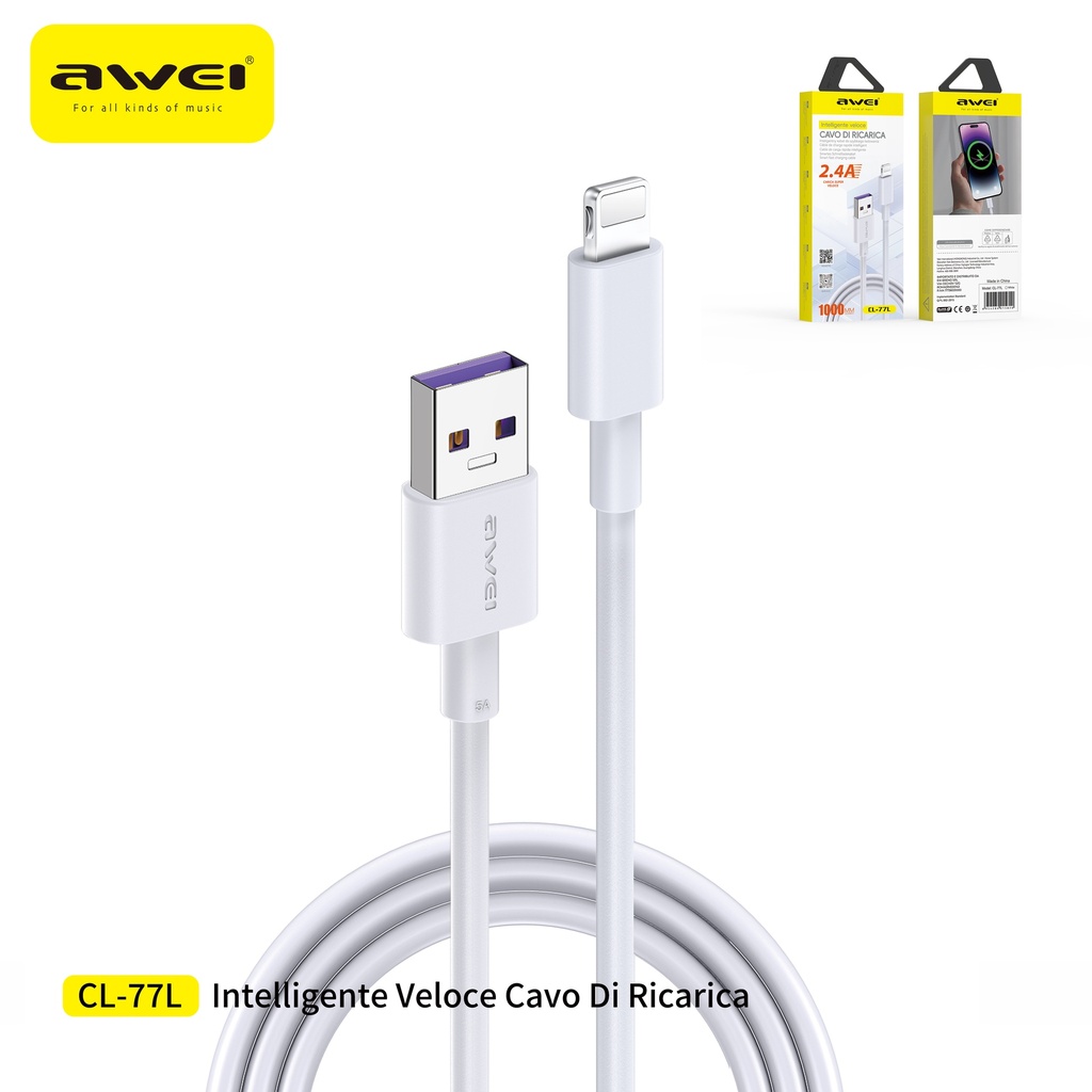 AWEI CL-77L Cavo USB To Lightning 5V 2,4A 1 m