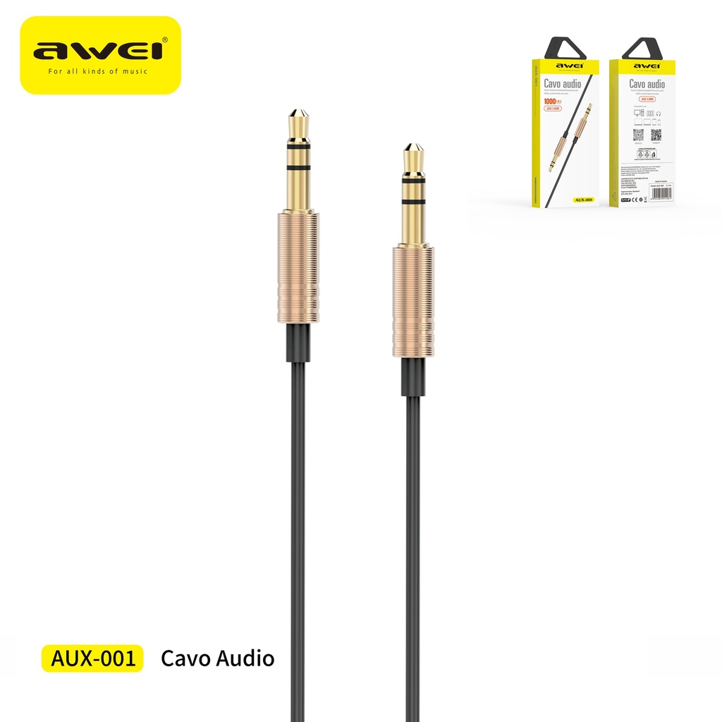 AWEI AUX-001 Cavo AUX To AUX Nero 1 m